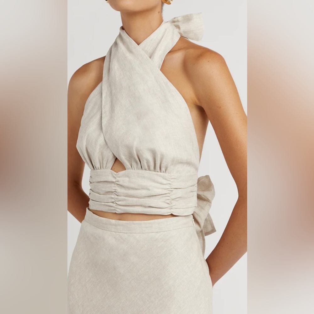 DISSH - Evie Natural Linen Cross Crop Top